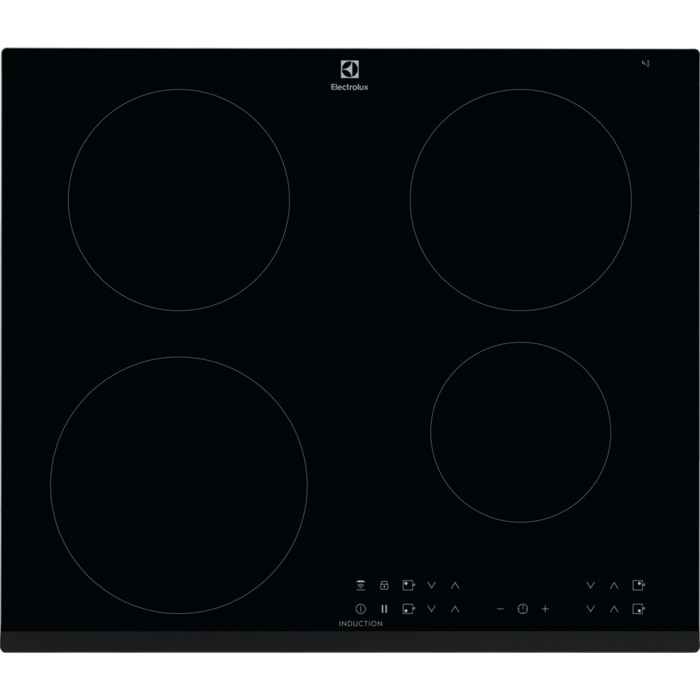 Plita incorporabila Electrolux LIR60430, Inductie, 4 zone de gatit, Touch Control, Timer, 60 cm, Sticla neagra