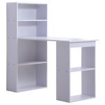 Birou modern cu biblioteca Homcom, Din lemn, 120 x 55 x 120 cm, Alb